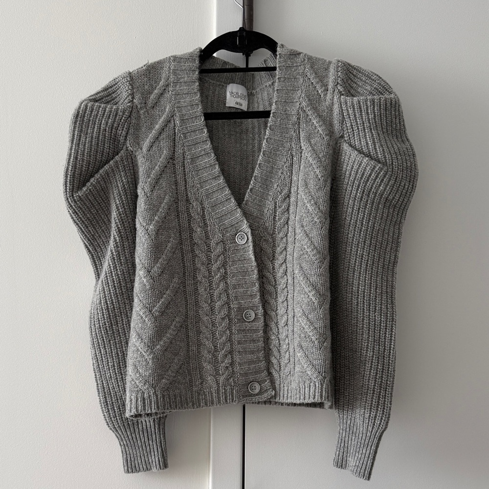 Madeline Thompson Puff Sleeve Cardigan, size S!